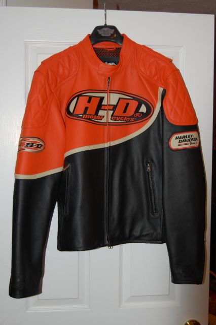 Harley Orange/Black Leather Jacket Size Large - Harley Davidson Forums