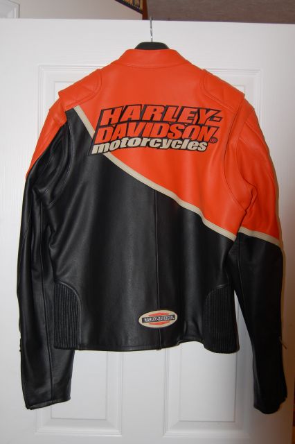 Harley Orange/Black Leather Jacket Size Large - Harley Davidson Forums