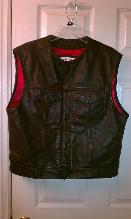 F/S HA Leather Vest with red lining XL - Harley Davidson Forums