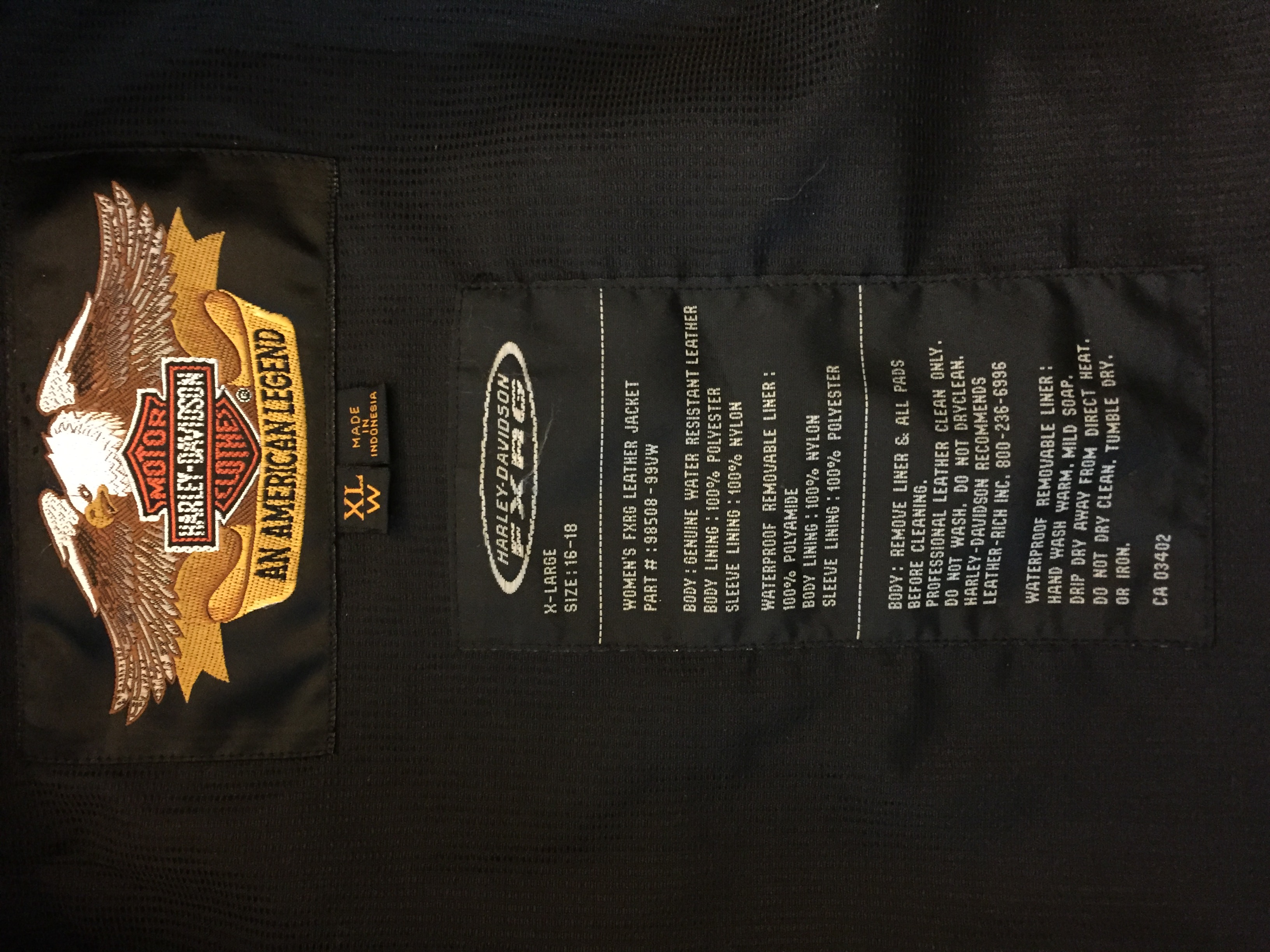 Women's FXRG XL Leather Jacket 98508-99VM PERFECT! - Harley Davidson Forums