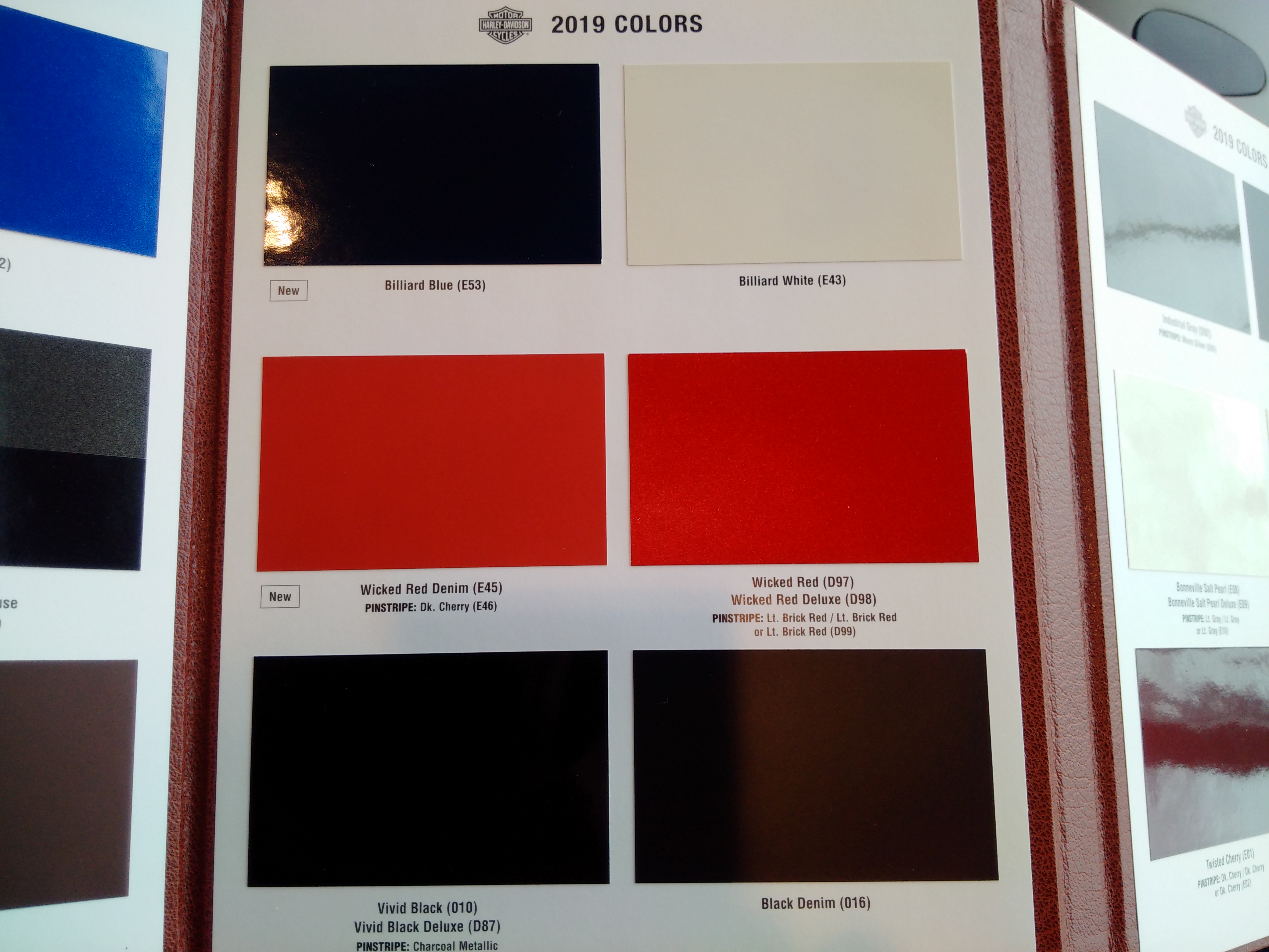 2019 Harley Color Chart