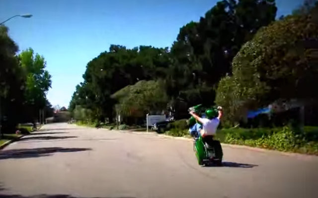 Neon Green Bagger Wheelie Knows How to Glide