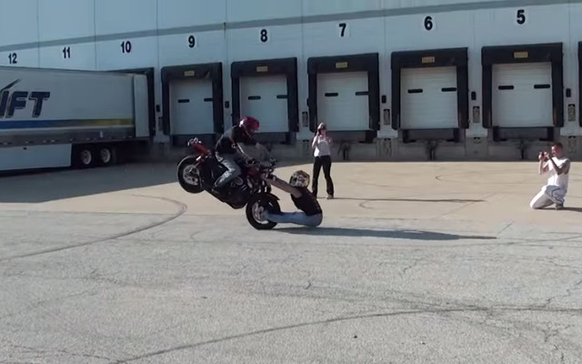 Crazy Two Person Stoppie on a Harley-Davidson!