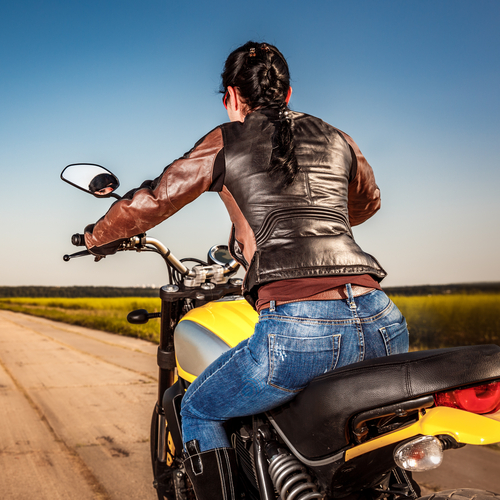 Females leather motorcycle jacket