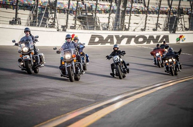 First Responders and Military Members Ride Harleys Around Daytona