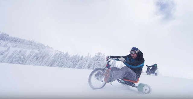 A Kids Trike is a Lot More Fun When You Take It Down a Snowy Mountain