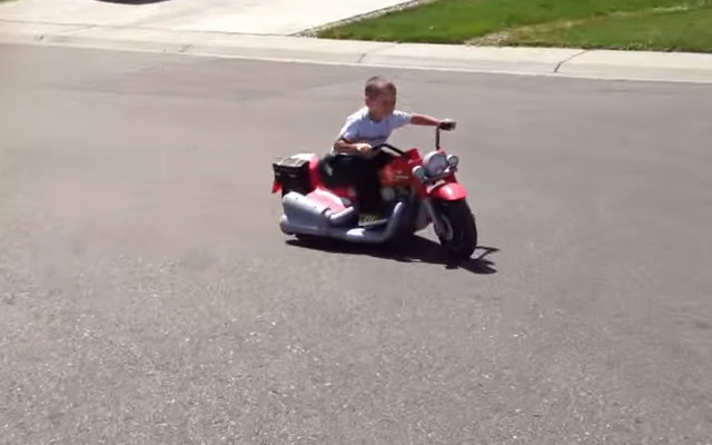 Tyke Drifts and Spins on His Power Wheels Hog