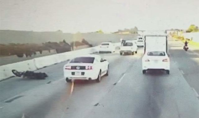 Lane-Splitter Supermans Into Moving Truck After Getting Side-Swiped