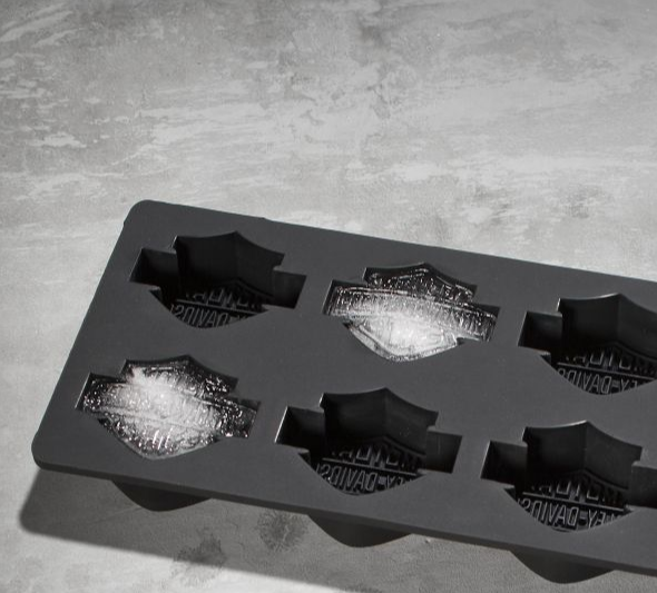Harley-Davidson set of 2 black silicone ice cube trays NEW B&S 
