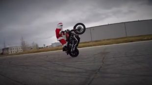 Santa Claus Does Holiday Stunts on a Harley