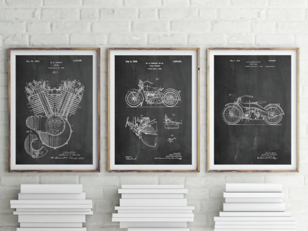 Harley Patent Drawing Posters