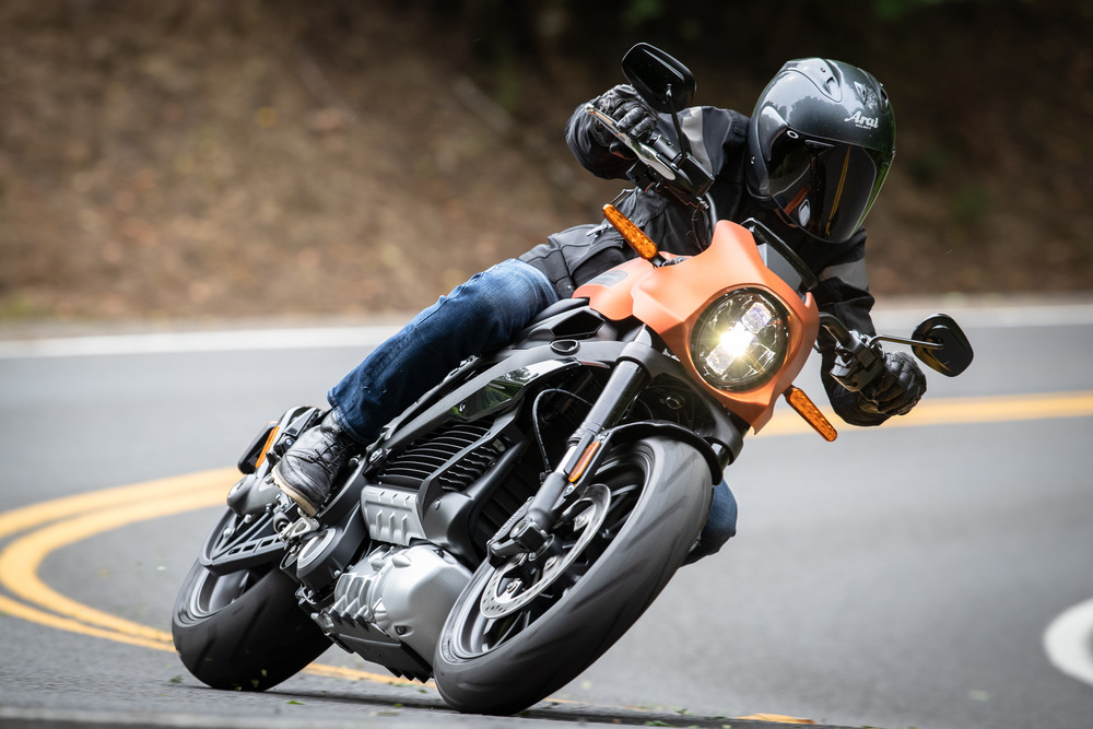 Orange LiveWire electric motorcycle
