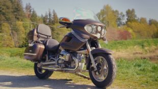 A BMW R1200CL motorcycle in a FortNine YouTube video